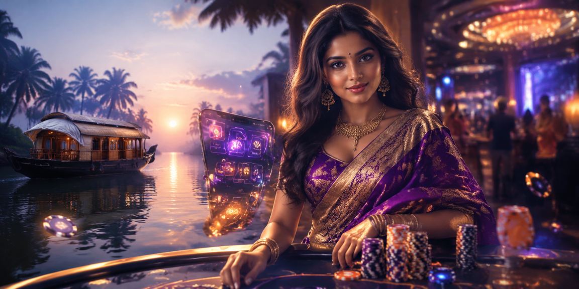 Serene backwaters of Kerala with casino app user